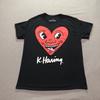 Tricou Keith Haring Bărbați Mărime Mare Imprimeu Grafic Logo Inimă Față Artistică Tricou Negru