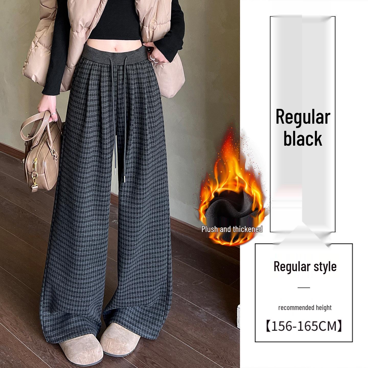 Women s 2025 Retro Plaid Fleece-Lined Wide-Leg Pants - Fashionable, Versatile, Slimming Winter Wear 2XL