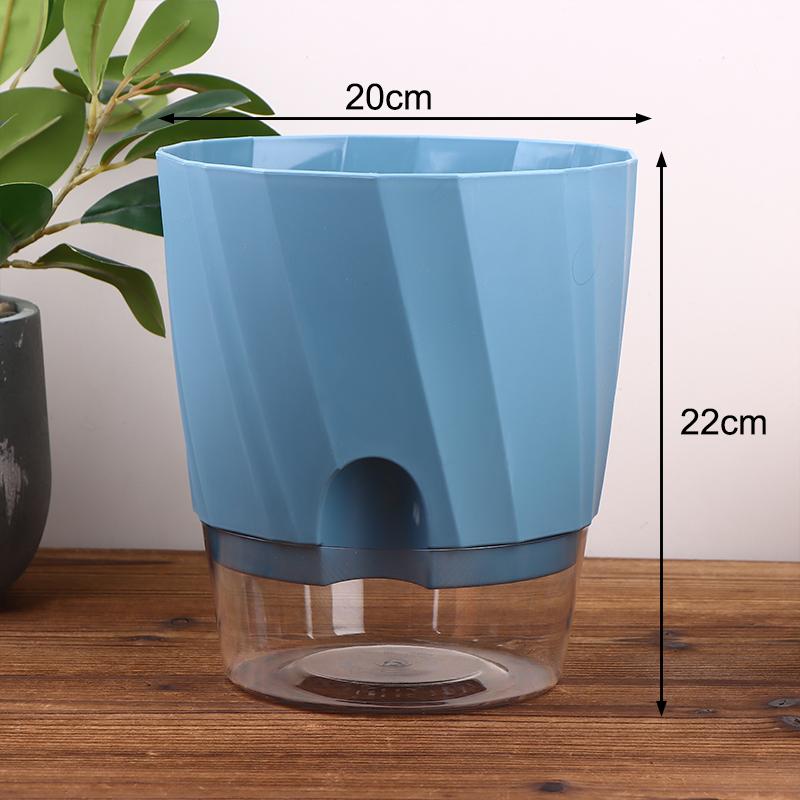 Lazy Hydroponic Flower Pot Automatic Water-Absorbing Flowerpot Transparent Double Layer Plastic Self Watering Planter Office