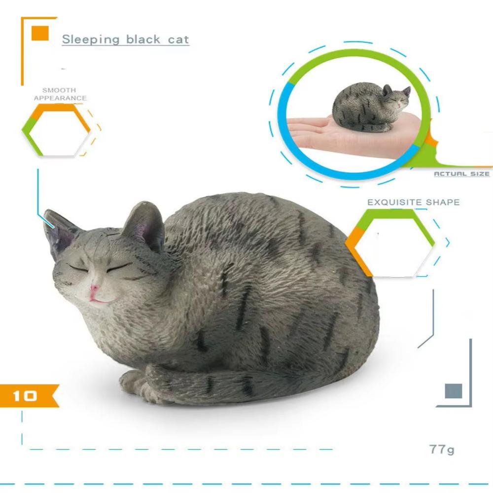 Sculpture Sleeping Cat Figurine Cartoon Animal Ornaments Creative Simulation Cat Statue  Home