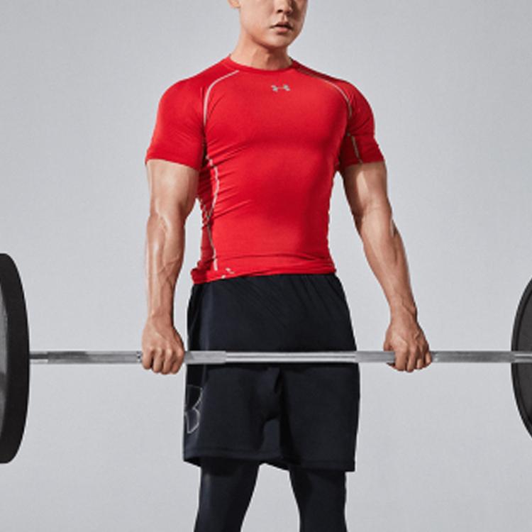 Under Armour Training Slim Fit Short Sleeve Fitness Shirt Men Tops Red 1257468-600