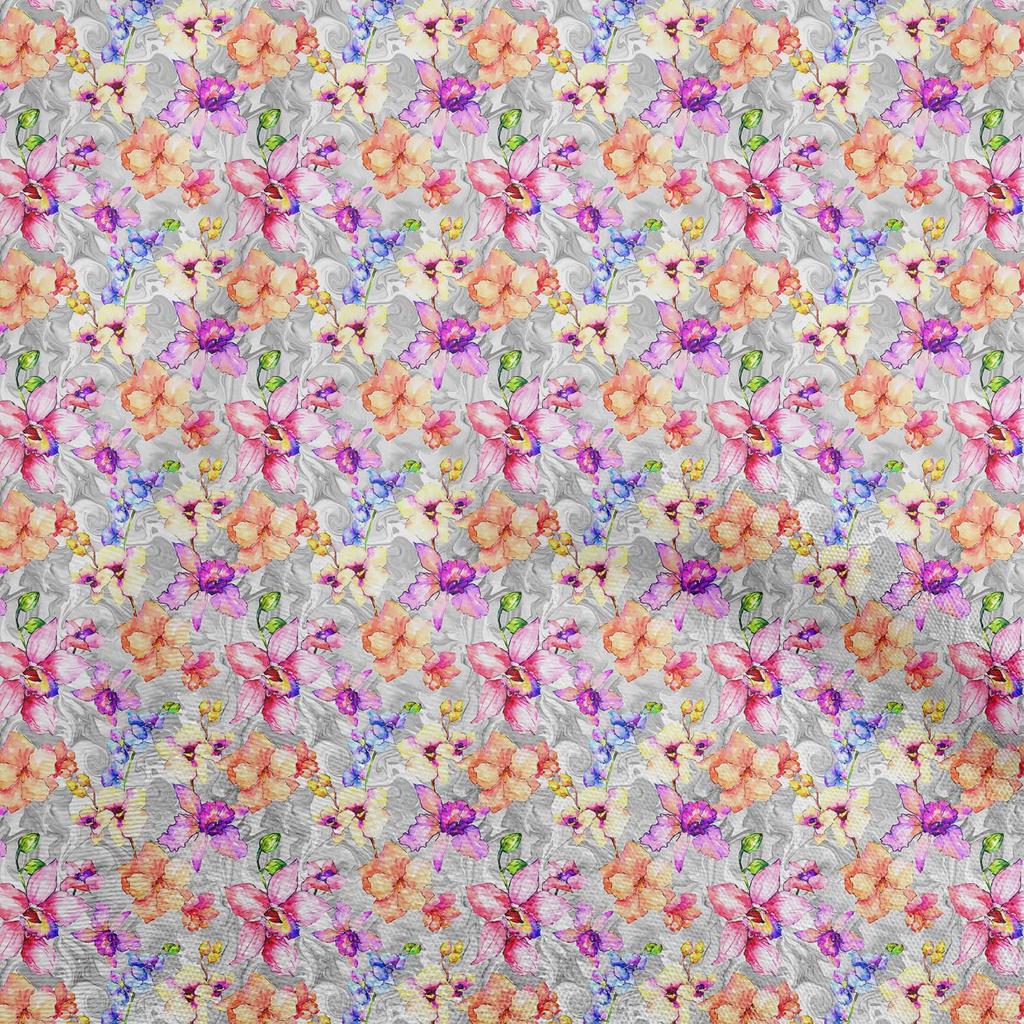 oneOone Cotton Flex Gray Fabric Watercolor Floral Sewing Craft Projects Fabric Prints By Yard 40 Inch