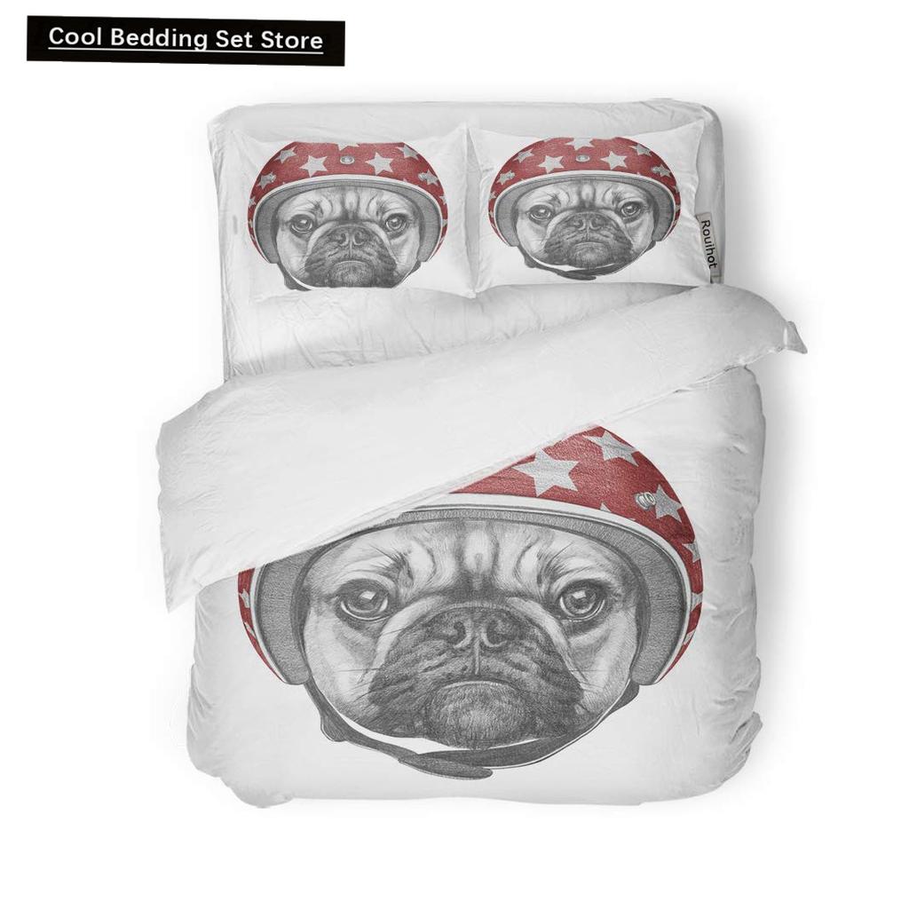 Cartoon Bulldog King Queen Duvet Cover Shar Pei Pup Dog Bedding Set Lovely Pet Puppy Doggy Quilt Cover Polyester Comforter Cover