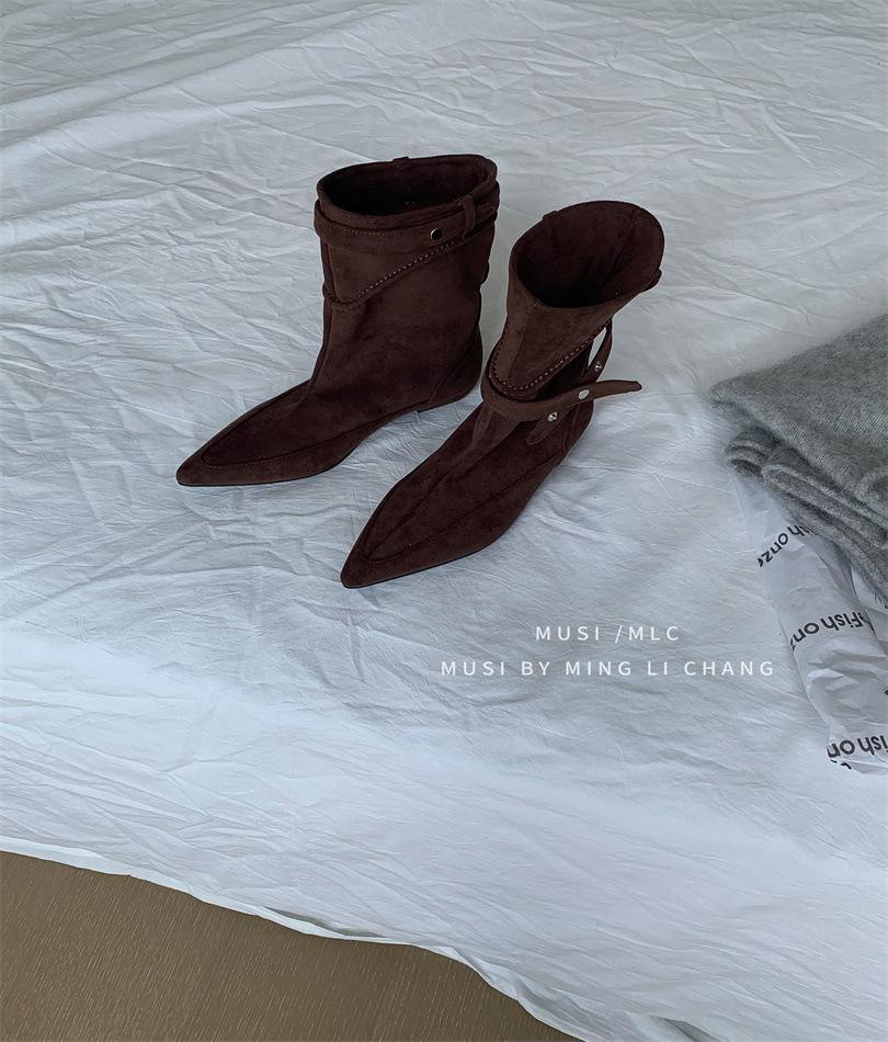 2025 autumn and winter new European and American fashion V-shaped versatile thick heel square head Martin boots retro medium boots short boots wo