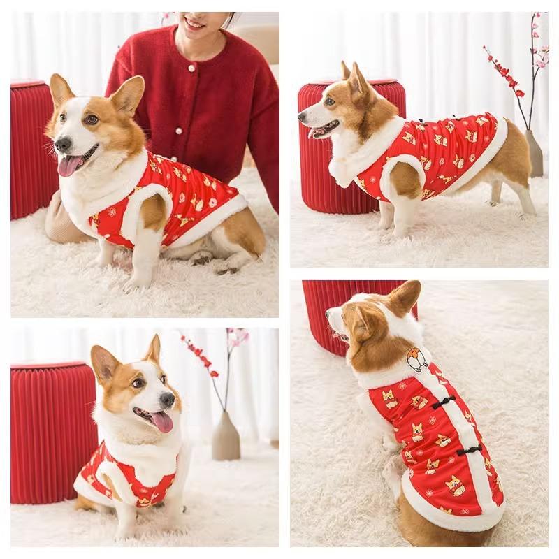 Jesienne i Zimowe Ubrania Dwunożne z Pełnym Nadrukiem Corgi Tang dla Psa Średniego i Dużego Sznaucer Jamnik Pies Domowy Ubrania dla Psa