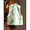 Gilet Jacquard Ricamato Floreale da Donna Stile Retro Cinese Vintage Etnico Senza Maniche Oversize