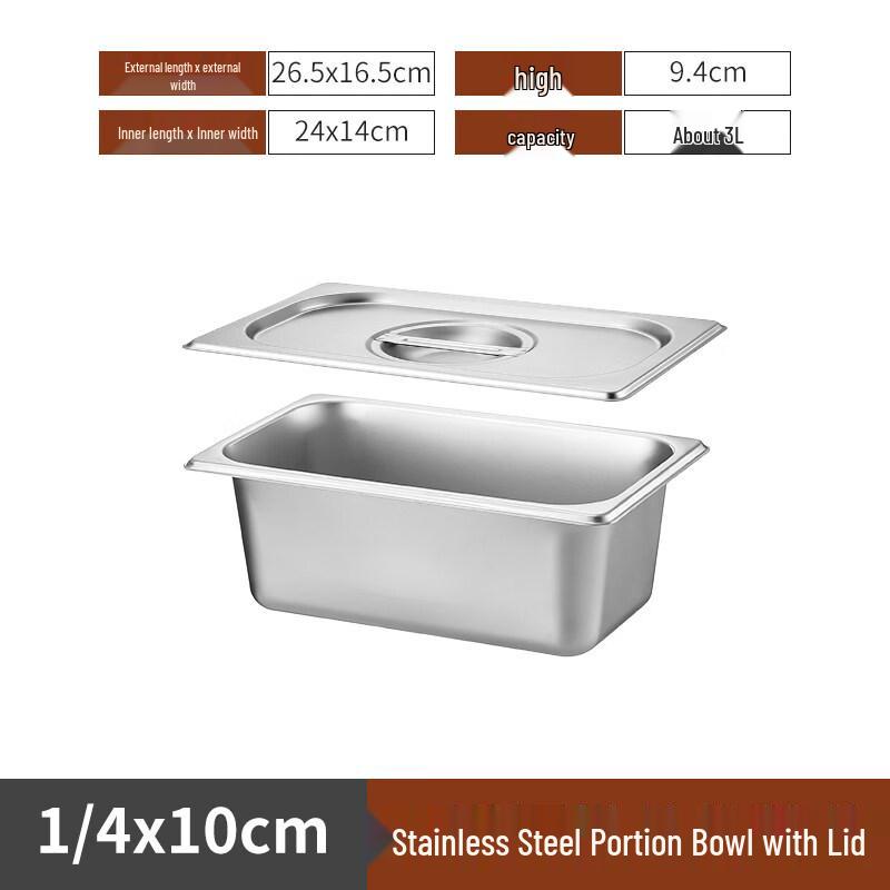 Commercial 316 Stainless Steel Rectangular Food Pan with Lid