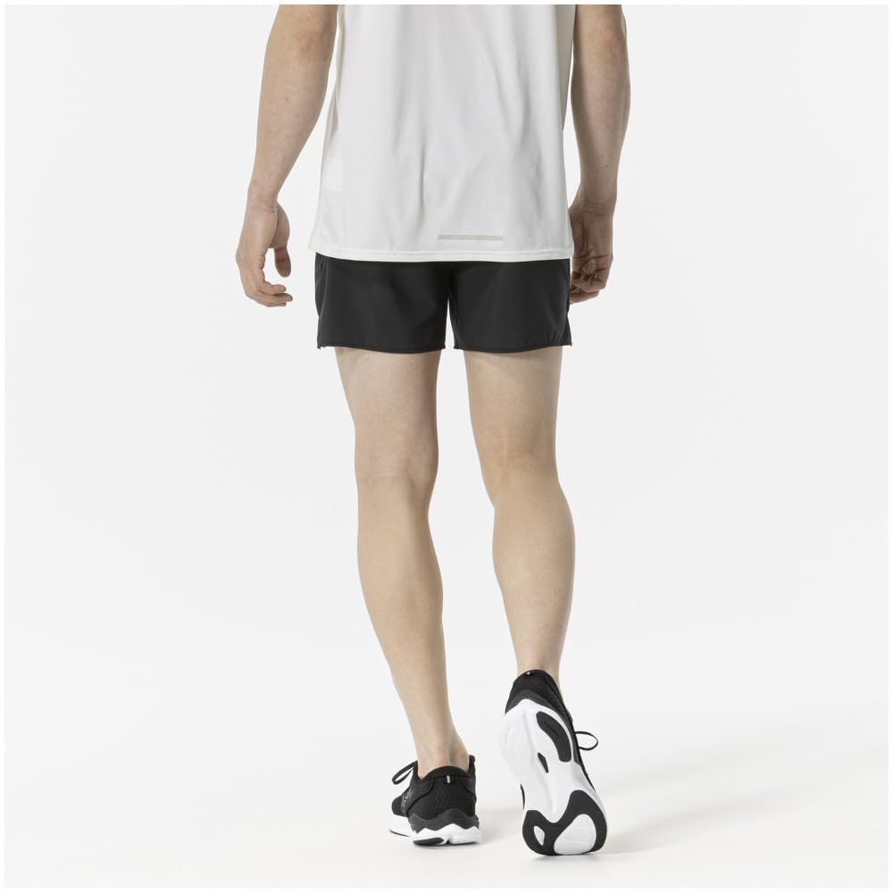 Mizuno Running Wear Dry Stretch Reflective Black Pants, Sweat-Absorbent, Quick-Drying, Stretch, Print, J2MBB005, Men's,