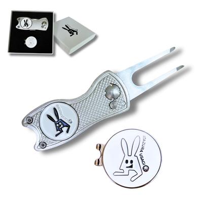 ITAZURA USAGI Golf Golf Marker Green Fork with Competition Prize Box & (Silver)