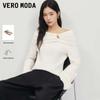 Asymmetric Oblique Collar Knit Top