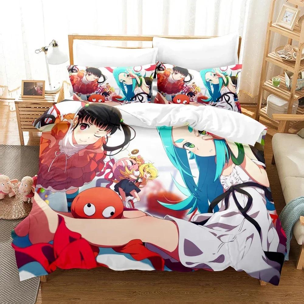New 3D Print Monogatari Series Bedding Set Anime Araragi Koyomi Duvet Cover Double Twin Full Queen King Adult Kids Quilt Cover