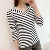 95 Cotton Long Sleeved Striped T-shirt Women's Fashion Spring Autumn New V-neck Bottoming Blouse