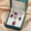 925 Sterling Silver Set High Quality Gem Necklace Earring Ring Chain Fashion Jewelry For Women Wedding Birthday Gifts