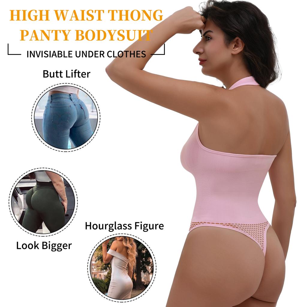 Shapewear Bodysuits for Women Sexy Sleeveless Halter Tops Summer V Neck Leotard Going Out Backless Bodycon One Piece Body Shaper