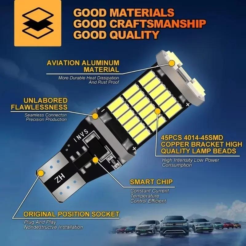 For Car Reverse Light Error Free CANBUS Ready For 912 921 W16 2pcs T15 LED Backup Bulbs 1200LM Super Bright White