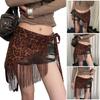 Animal Pattern Tassels Detail Hip Wrap Curtain Triangular Stretchable Belt Waistband Comfortable Daily Party Wear