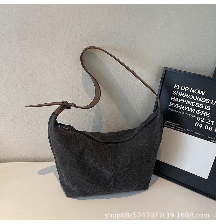 Lazy wind simple large capacity messenger bag 2025 new trendy fashion versatile shoulder bag casual canvas tote bag