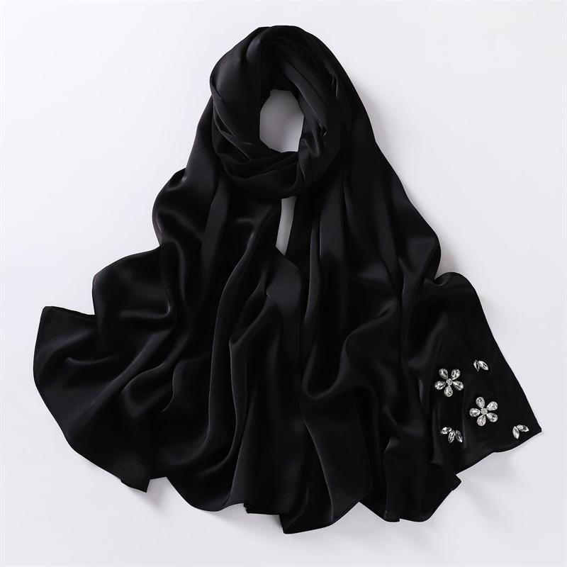 Luxury Stitch Diamond Floral Bubble Chiffon Instant Hijab Shawls Lady High Quality Wrap Beach Bufandas Ramadan Muslim Sjaal