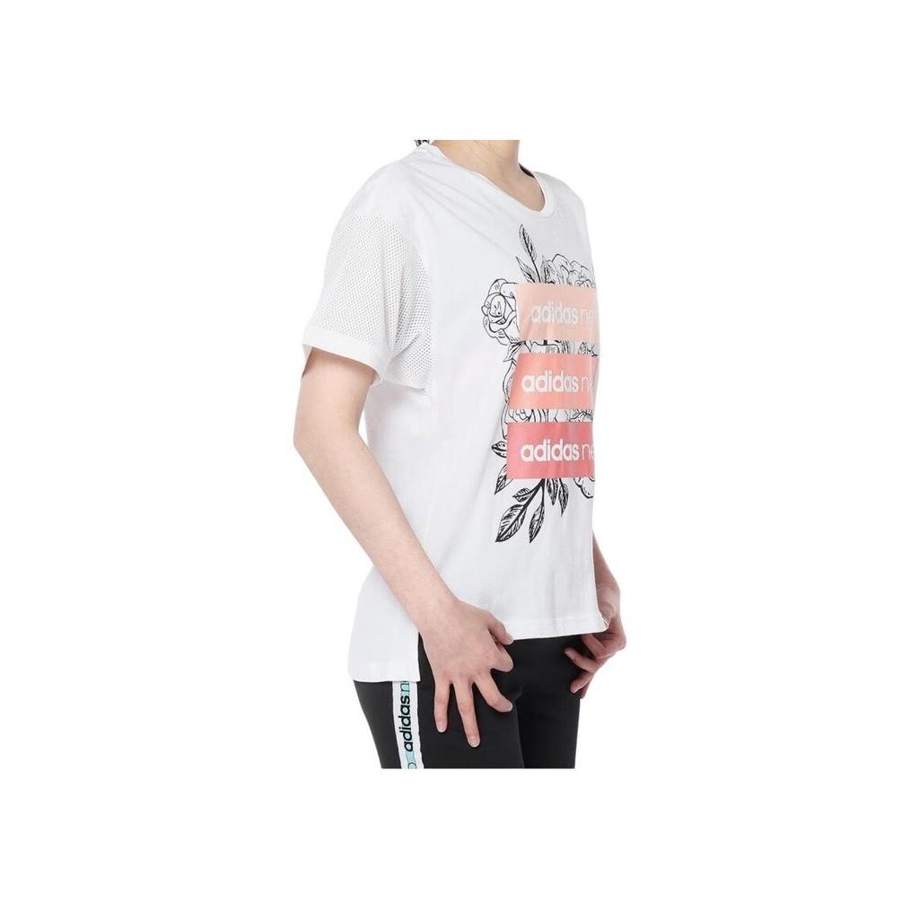 adidas Neo Casual Sports Round Neck Short Sleeve Drop Shoulder T-Shirt Women T-Shirts White DU2373