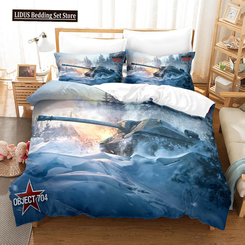 3D Tank Duvet Cover Tank Print War Military Weapon Theme For Children Teens Women Men Gifts For Bedroom Decorations Queen King