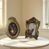 Antique Ornate Photo Frame with Florals Relief Retro Picture Frame Wall and Tabletop Display for Home Decors Art Gallery