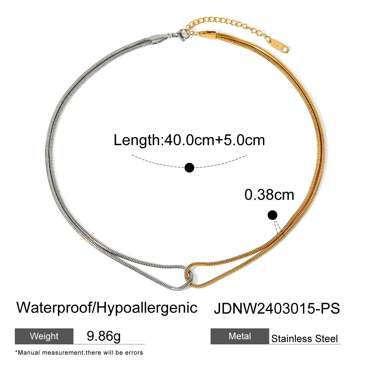 18-каратное золото нержавеющая сталь золотой и серебряный цвет сочетание плоская цепочка змеиная кость ожерелье ins холодный ветер уникальный дизайн титановая сталь ожерелье