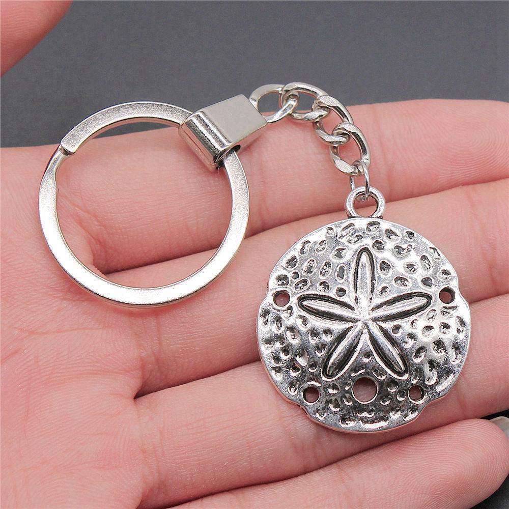 Marine Life Turtle Ocean Creature Pendant Antique Bronze Metal Keychain with 30mm Ring for Men Fashion Gift