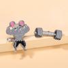 Roztomilý myší fitness smaltovaný odznak Módní myší fitness brož Individualizovaná činka Klopový odznak Příslušenství