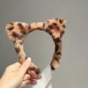 Plüsch Katzenohren Stirnband Vintage Leopardenmuster Haarreifen Niedliche Festival-Accessoires Mode Mit Clips Schleife für Haare Haarreif