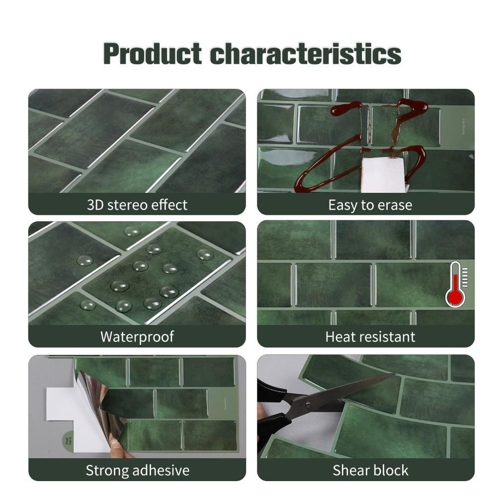 2 шт. Самоклеювальні кухонні шпалери Однотонні Водонепроникні Плитка для ванної Клейкі наклейки Потовщені Водонепроникні Наклейки для декору стін