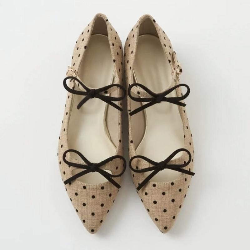 

Модные милые туфли-лодочки на низком каблуке с двойной пряжкой-бантом, женские, модные, в горошек, с острым носком, дизайнерская обувь, удобная мягкая подошва, повседневная офисная обувь 39 абрикосовый