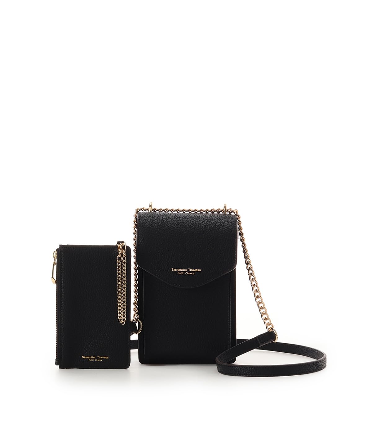 

Samantha Thavasa Petit Choice Наплечная сумка-кошелек для смартфона на кнопке для женщин, мульти-кейс чёрный