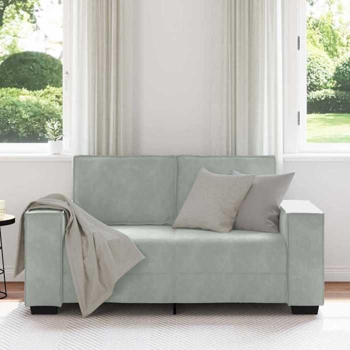 VidaXL Canapé à 2 places Gris clair 120 cm Velours, canapé, canapé deux places, canapé 2 places en velours, couche, canapé 4105010