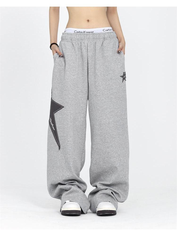 Y2K Streetwear Star Jogging Joggebukser Kvinner Harajuku Retro Vintage Patchwork Sportsbukser Oversized Hip Hop Wide Joggers