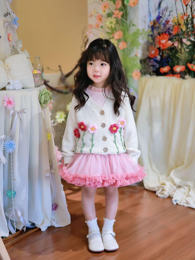Autumn Winter Toddler Girl's Embroidered Knitted Cardigan