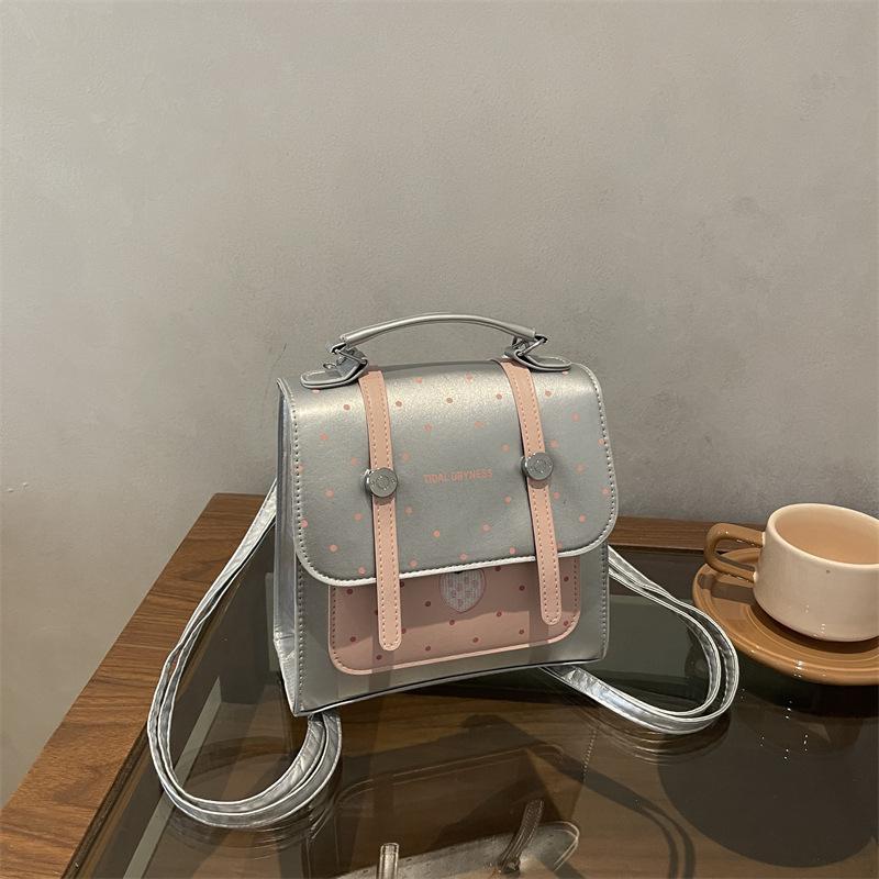 Schoolbag Simple Korean Version Niche Backpack Women's 1011 New Fashion Versatile Portable Polka Dot Backpack Student Class Bag