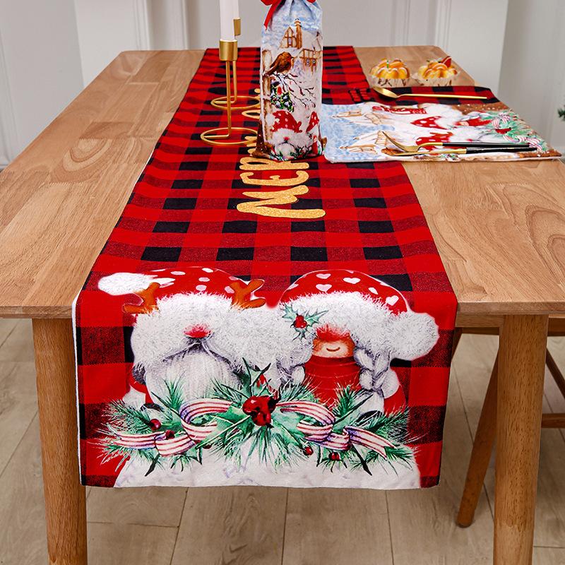 Christmas Red And Black Plaid Christmas Tree Skirt Christmas Apron Christmas Stockings Tablecloth Set Home Decorations