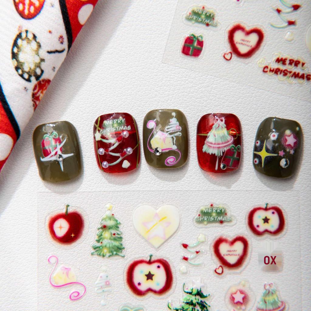 Cyansea Christmas Apple Tree Jelly Nail Art Stickers - Hot Selling DIY Planner Decals