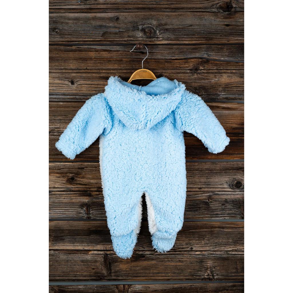 Ursuleț de pluș imprimat Welsoft plus unisex iarnă sac de dormit pentru bebeluși cu șapcă cu fermoar Salopetă pentru bebeluși