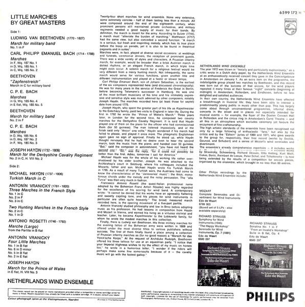 

LP Record LUDWIG VAN BEETHOVEN ANTONN VRAN Little Marches By Great Masters 6599172 Philips 1972 UK Classical Used