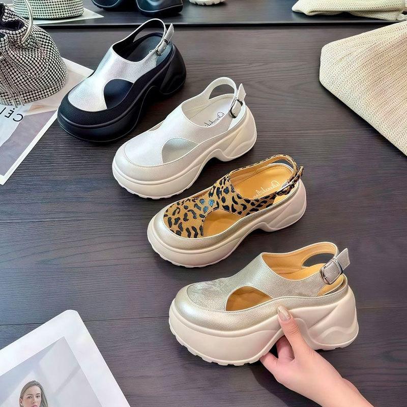 Thick-soled Heightening Hollow Sandals Women's Summer New Small Women's Shoes Lazy Empty Single Shoes