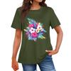 Damenmode Lässig Bedrucktes Rundhals Kurzarm T-Shirt Top T-Shirt Oberteil