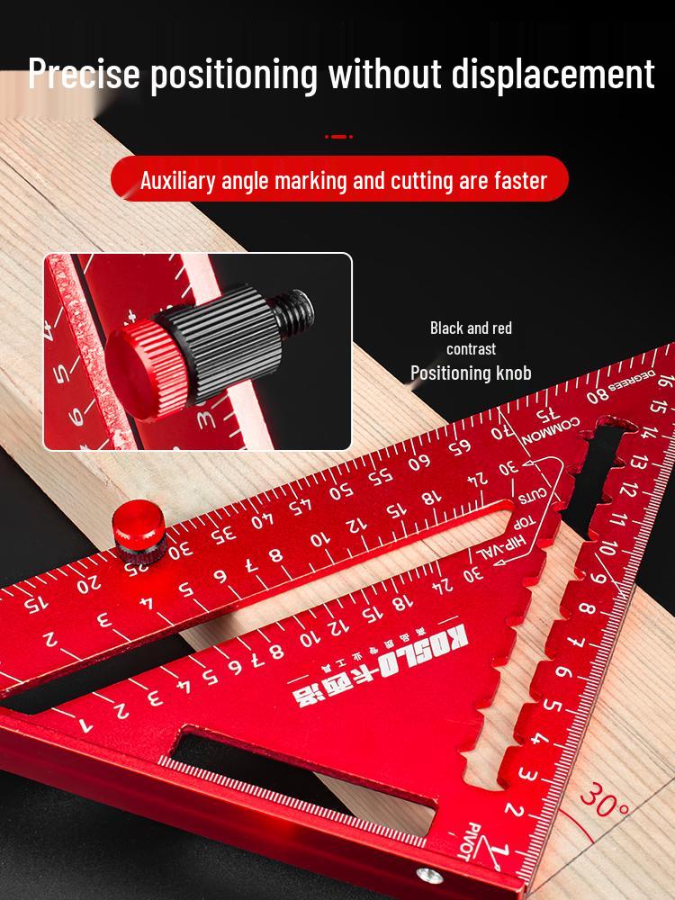 Industrial-Grade Aluminum Alloy Multifunctional Triangle Ruler - Thickened, High-Precision 90° Woodworking Measuring Gauge