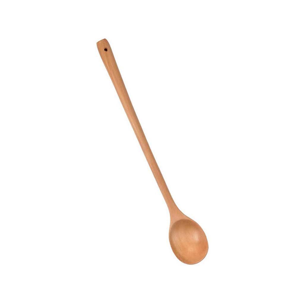 Natural Wooden Spoon Long Handle Stirring Utensil For Hot Soups Coffee And Sauces Heat Resistant Kitchen Tool