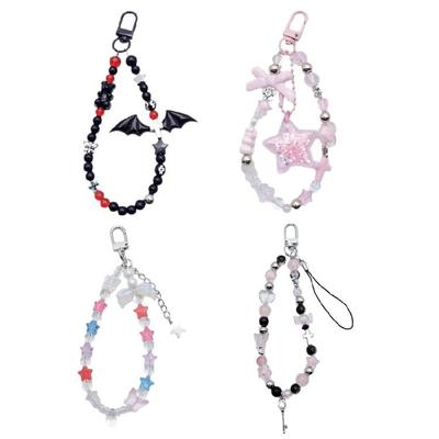 Fledermaus-Anhänger Handy-Schlaufen Schlüsselanhänger Kristall-Stern-Anhänger Kette Handy-Lanyard