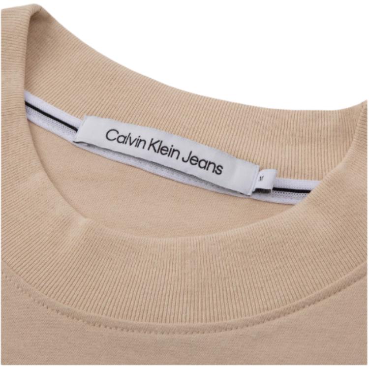 Calvin Klein SS23 Simple Patch Cotton Crew Neck T-Shirt Men Tops Khaki J323258-ACI