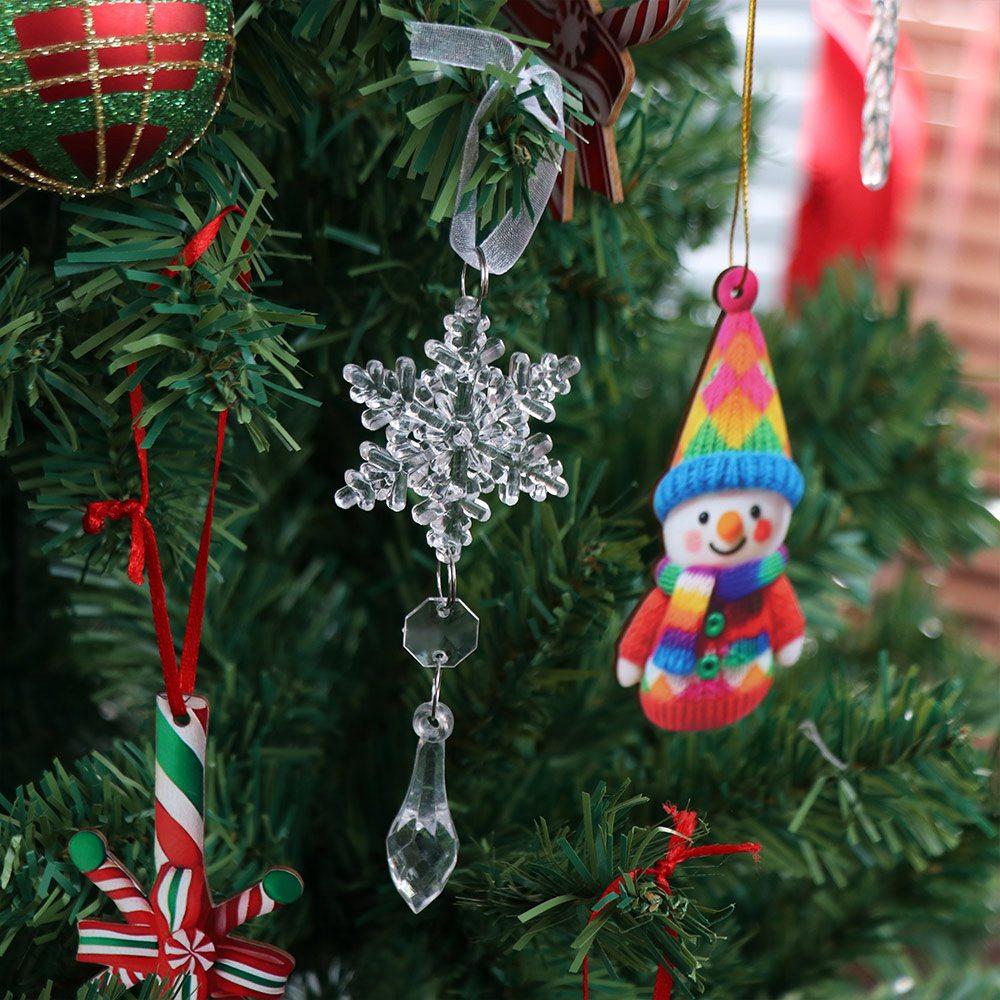 18Pcs Decorative Snowflake Ice Strip Pendants Simulation Xmas Tree Hanging Ornament  New Year