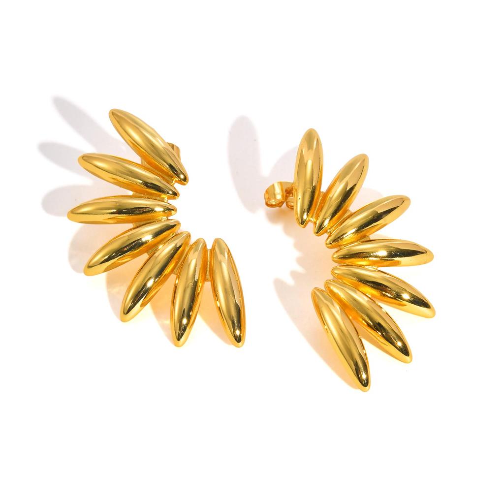 Exaggerated Geometric Stud Earrings Smooth 18K Gold Plated Stainless Steel Earrings for Women Creative Popular Party Jewelry