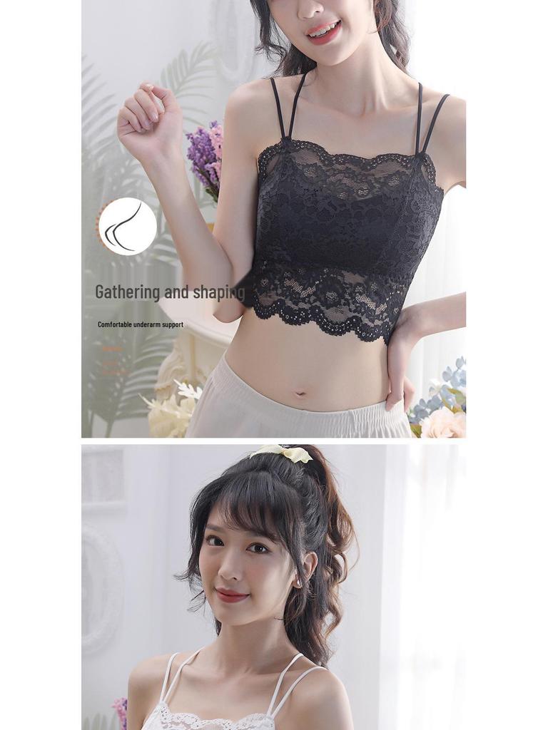 Summer Korean Lace Strapless Bandeau Camisole for Female Students