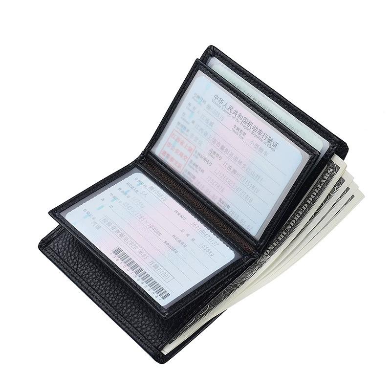 Classical Cowhide Leather Men's Wallets ID Credit Card Holders Short Coin Purses Money Bag Clip Driver License Cover